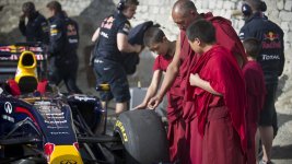 Buddhist monks with a V8 era Red Bull..jpg